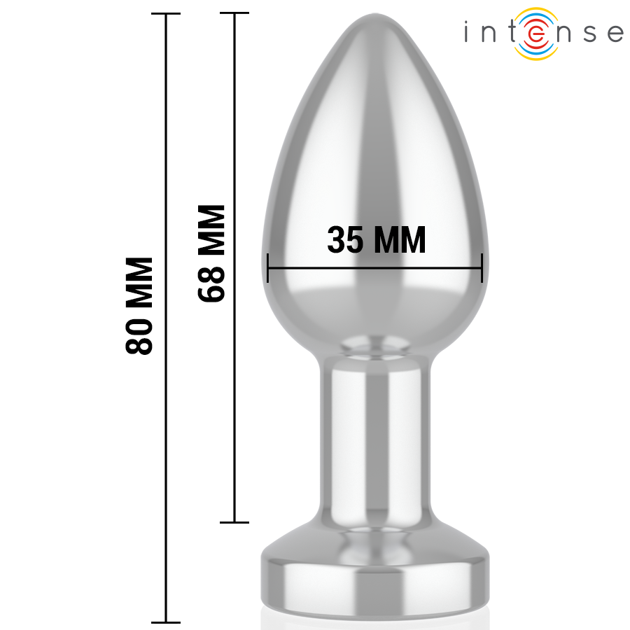 INTENSE - VIBRIERENDER ANALPLUG AUS METALL MIT LED-LEUCHTEN UND FERNBEDIENUNG - GRÖSSE