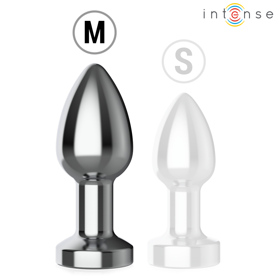 INTENSE - VIBRIERENDER ANALPLUG AUS METALL MIT LED-LEUCHTEN UND FERNBEDIENUNG - GRÖSSE