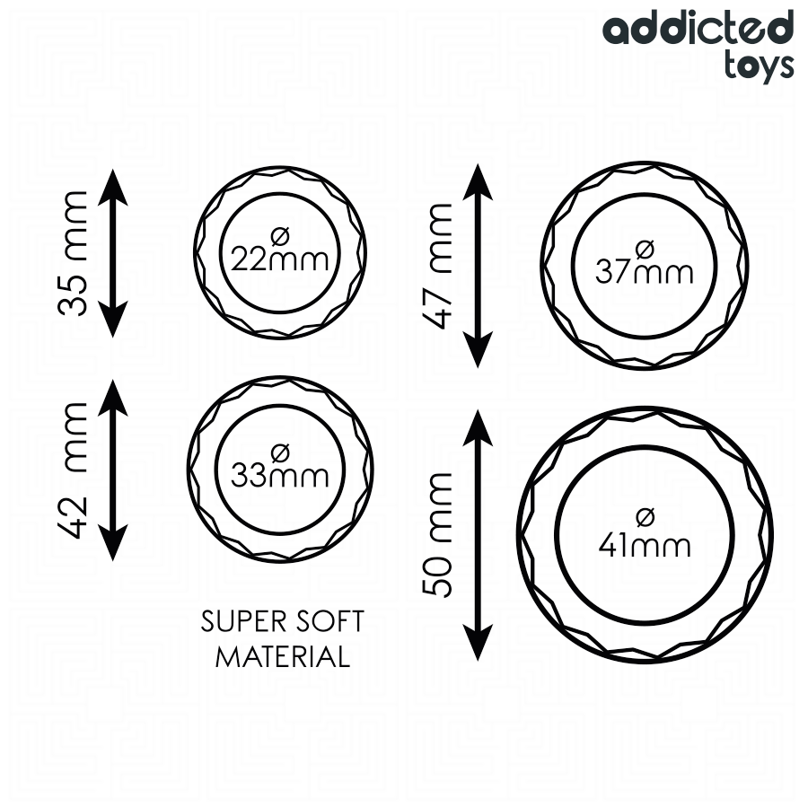 ADDICTED TOYS - SET MIT STRUKTURIERTEM COCKRING IN 4 GRÖSSEN
