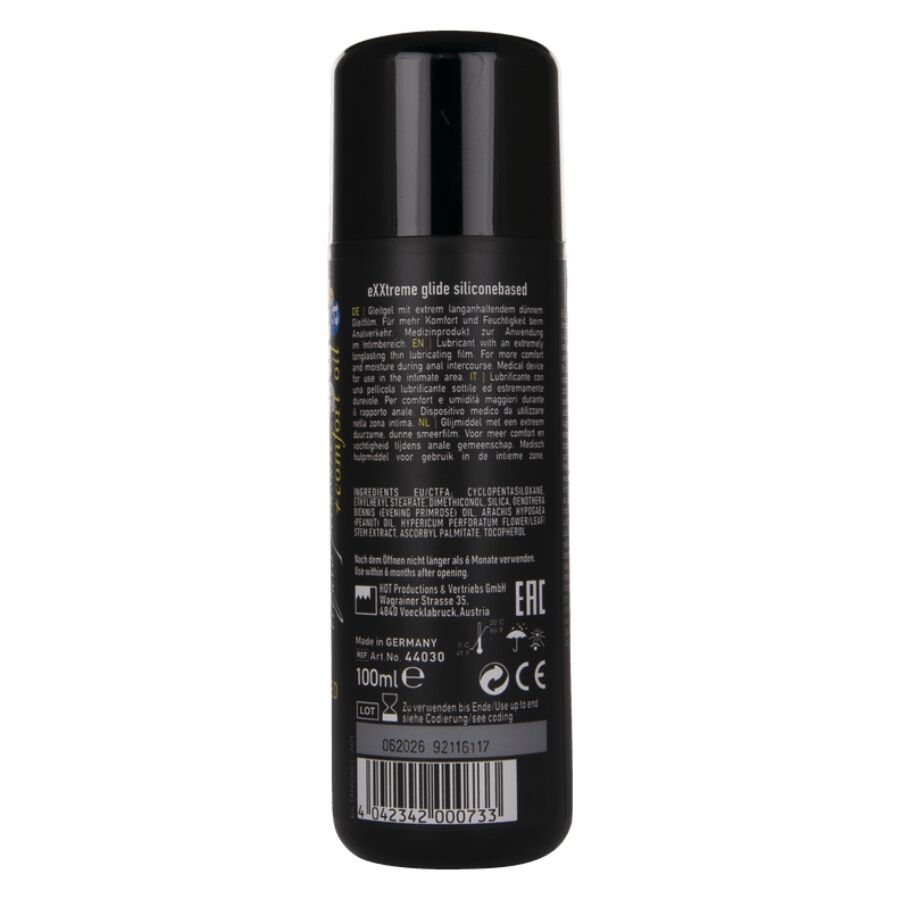 HOT – EXTRA GLEITENDES SILIKONBASIERTES GLEITMITTEL + KOMFORTÖL A+ 100 ML