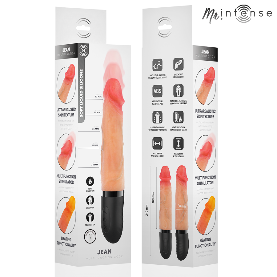 MR INTENSE - JEAN UP&DOWN VIBRATOR SILIKON MIT WÄRMEEFFEKT 24 CM -Ø- 3,8 CM