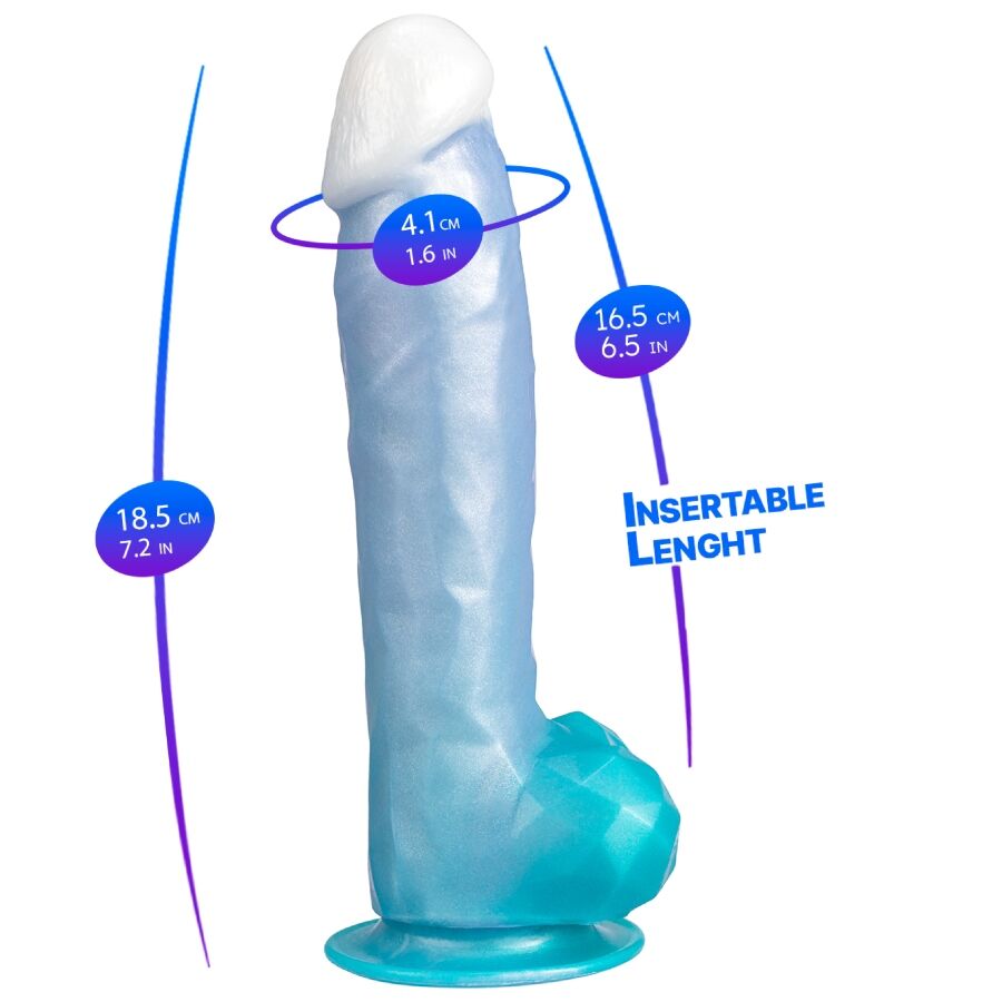 SILEXD - ANGEL DILDO FANTASY FLÜSSIGSILIKON THERMOREAKTIVES HIMMELBLAU 20,3 CM