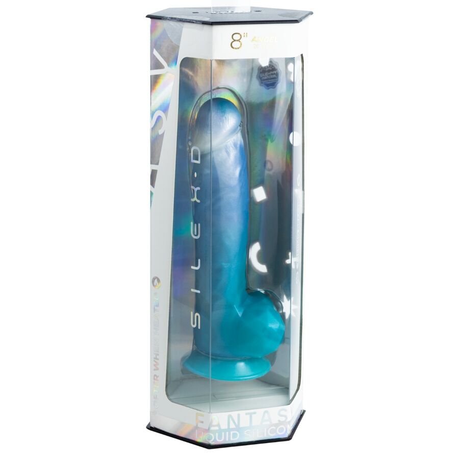 SILEXD - ANGEL DILDO FANTASY FLÜSSIGSILIKON THERMOREAKTIVES HIMMELBLAU 20,3 CM