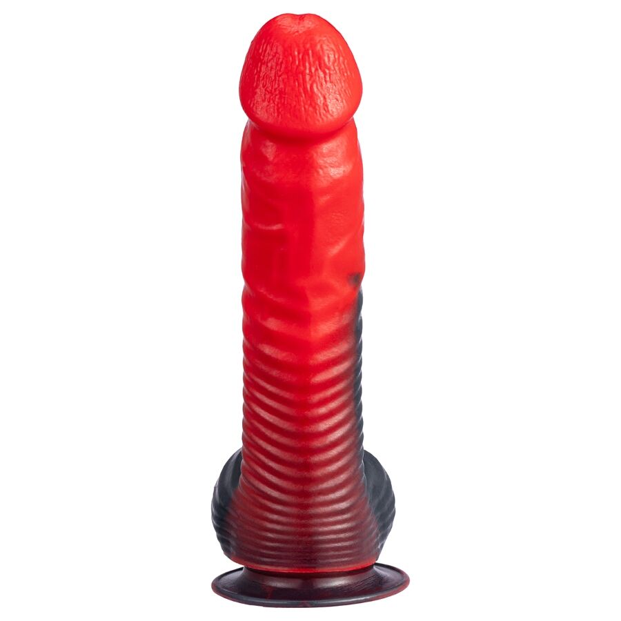 SILEXD - DEVIL TEUFELSDILDO FANTASIE FLÜSSIGSILIKON THERMOREAKTIV ROT SCHWARZ 20,3 CM