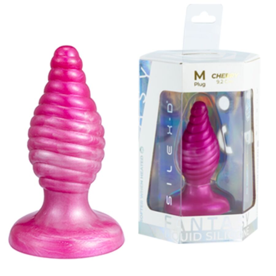 SILEXD - CHERRY KIRSCH-ANALPLUG FANTASY LIQUID SILIKON THERMOREAKTIV ROSA 9,2 CM
