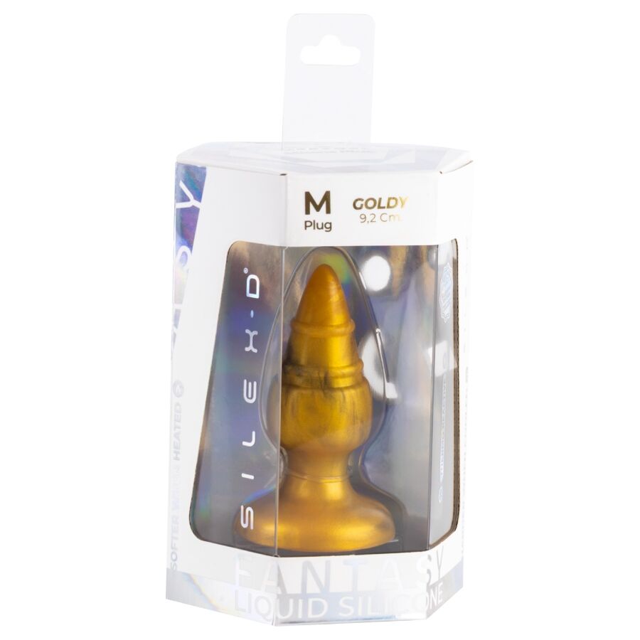 SILEXD - GOLDY ANAL PLUG FANTASY FLÜSSIGES SILIKON THERMOREAKTIVES GOLDENES 9,2 CM
