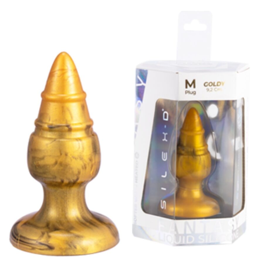 SILEXD - GOLDY ANAL PLUG FANTASY FLÜSSIGES SILIKON THERMOREAKTIVES GOLDENES 9,2 CM