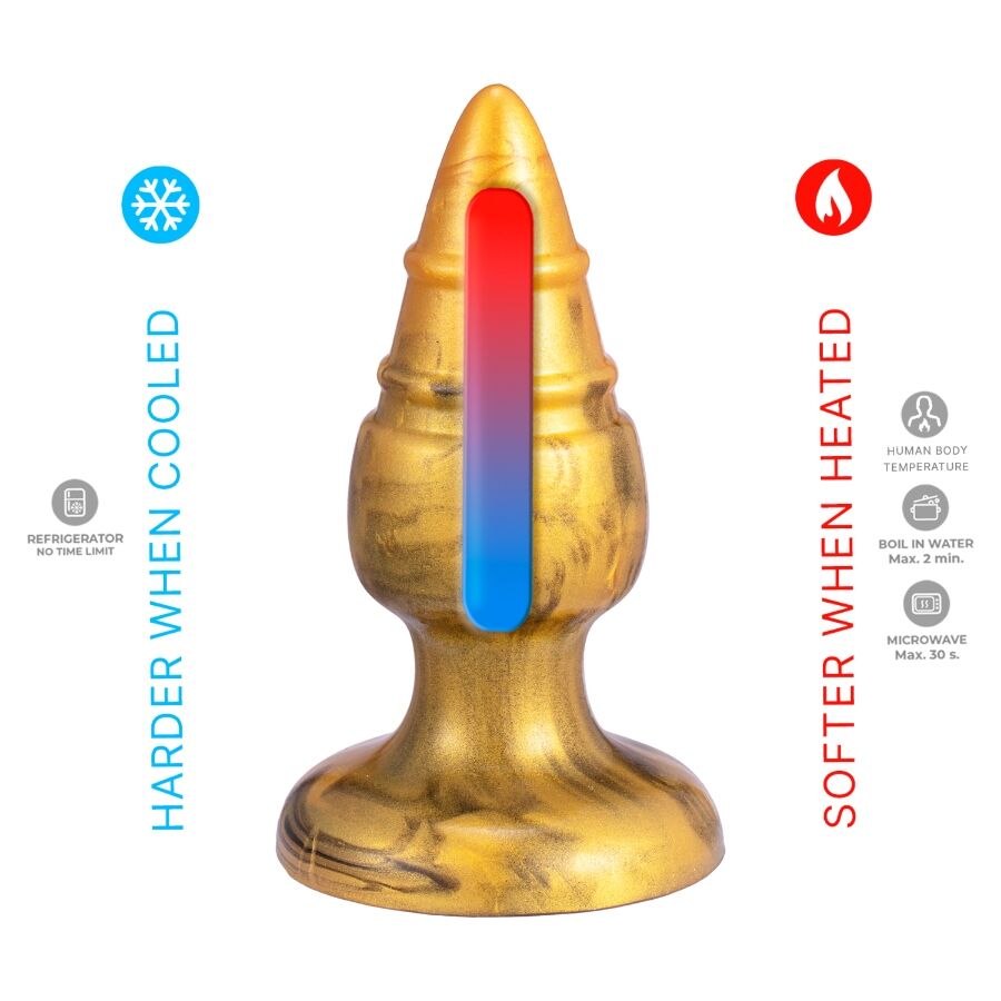 SILEXD - GOLDY ANAL PLUG FANTASY FLÜSSIGES SILIKON THERMOREAKTIVES GOLDENES 9,2 CM