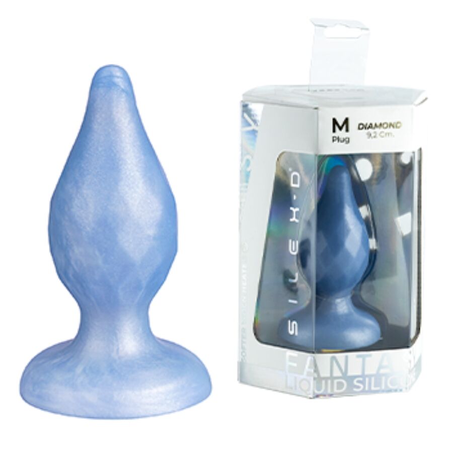 SILEXD - DIAMOND ANALPLUG FANTASIEFLÜSSIGES SILIKON THERMOREAKTIVES PERLBLAU 9,2 CM