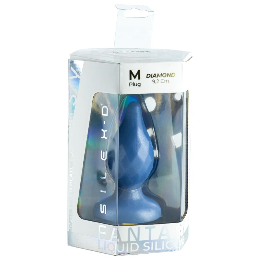 SILEXD - DIAMOND ANALPLUG FANTASIEFLÜSSIGES SILIKON THERMOREAKTIVES PERLBLAU 9,2 CM