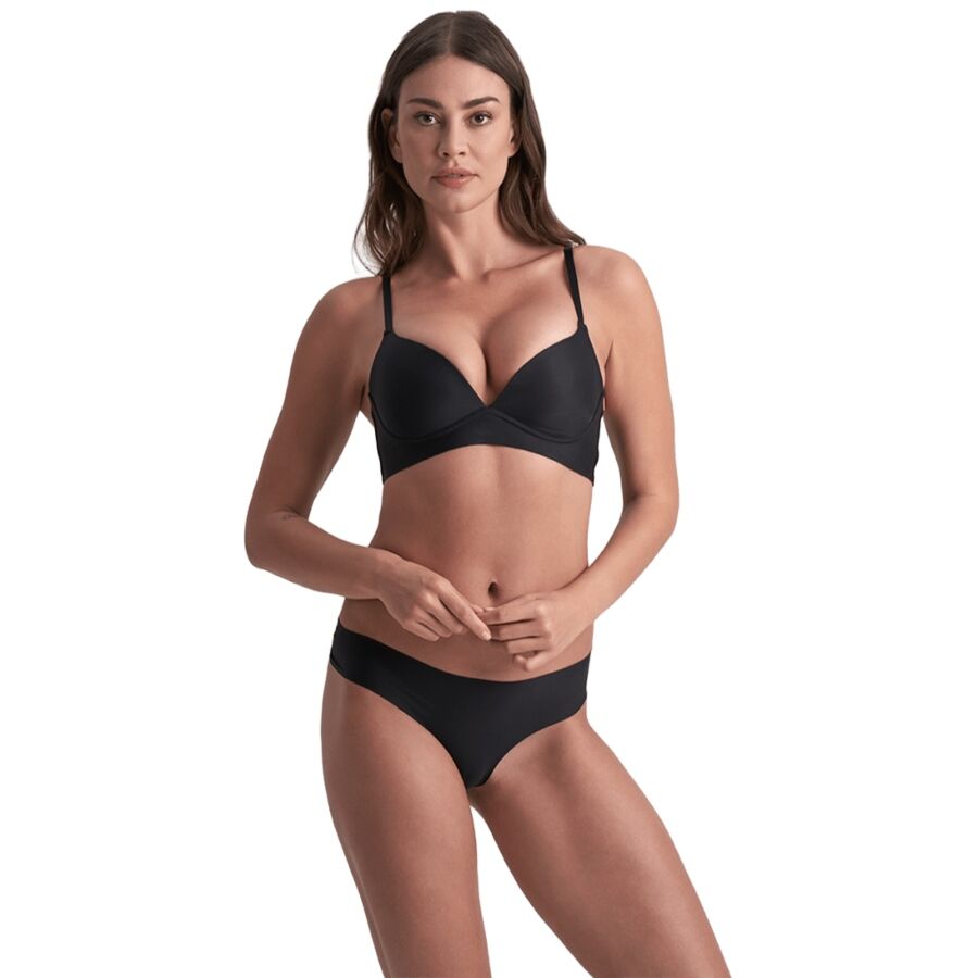 BYE-BRA - INVISIBLE THONG 2 PACK BEIGE & BLACK SIZE