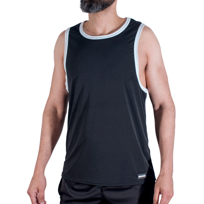 MACHO - CMV004 Schwarzes Sport-T-Shirt