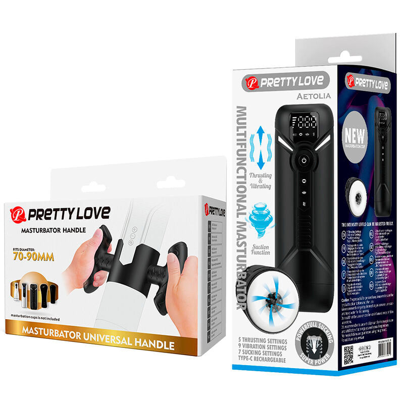 PRETTY LOVE - AETOLA MULTIFUNKTIONS-AUTOMATIK-MASTURBATOR MIT GRIFF, SCHWARZ