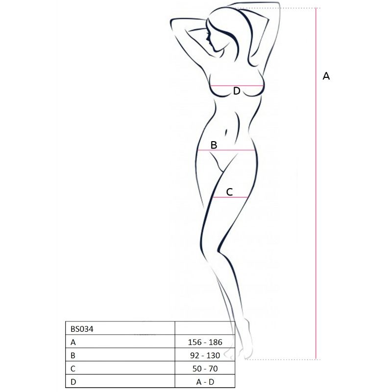 PASSION - WOMAN BS034 WHITE BODYSTOCKING, ONE SIZE