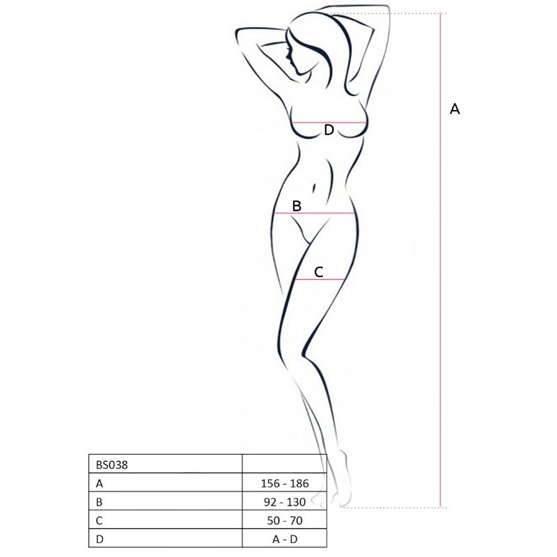 PASSION - WOMAN BS038 WHITE BODYSTOCKING, ONE SIZE