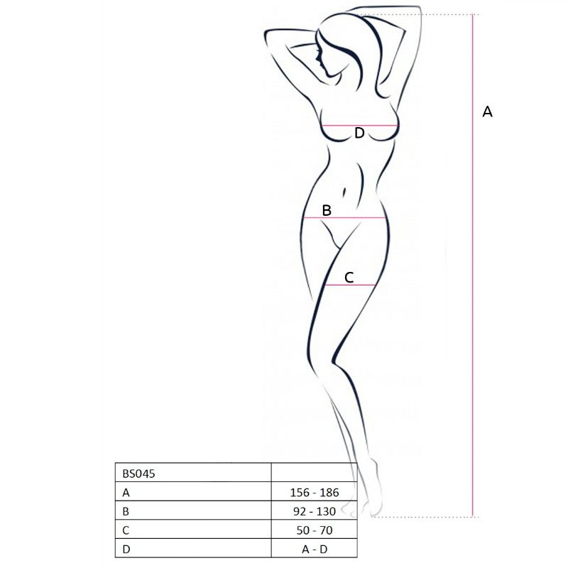 PASSION - WOMAN BS045 WHITE BODYSTOCKING, ONE SIZE