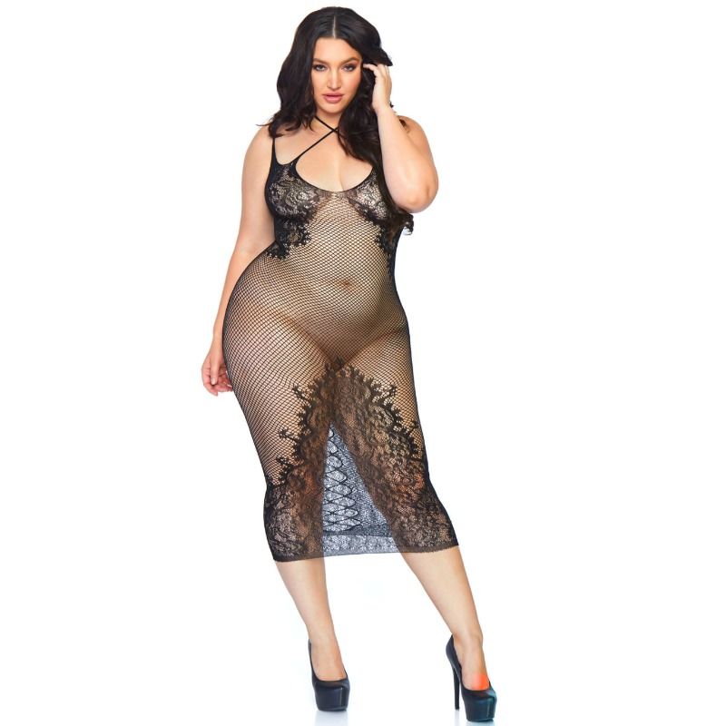 LEG AVENUE - TWO-STRAP HALTER DRESS 1X-2X