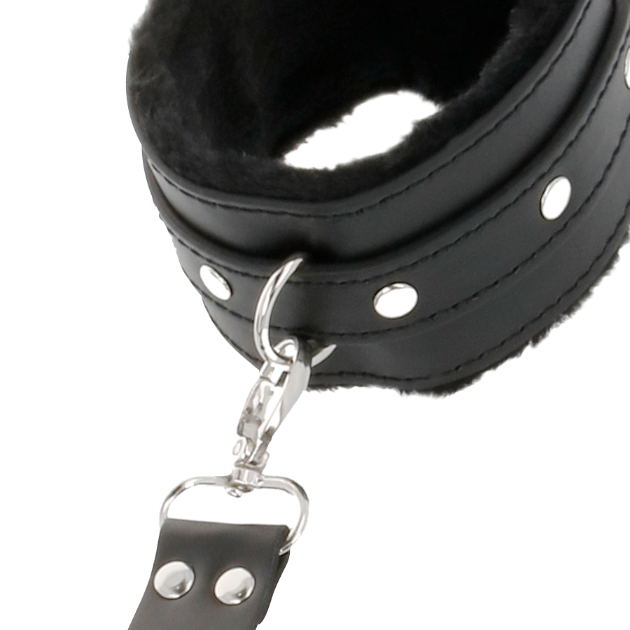 DARKNESS - LEATHER HANDCUFFS FOR FEET AND HANDS BLACK