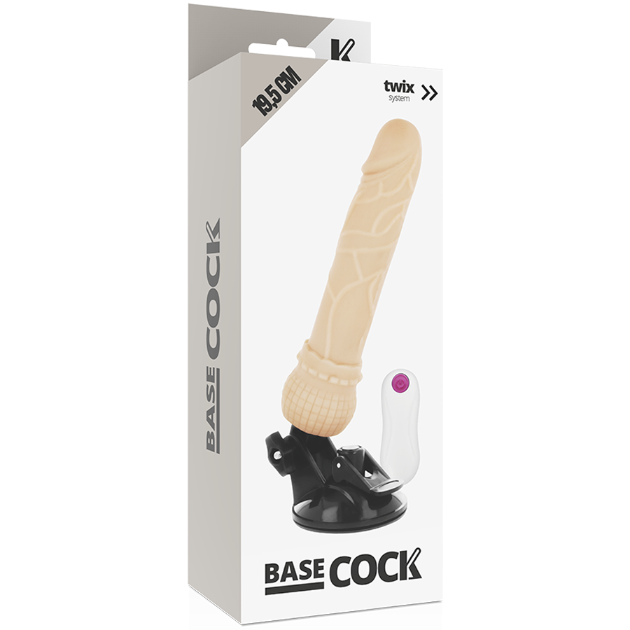 BASECOCK - REALISTISCHER VIBRATOR MIT FERNBEDIENUNG SCHWARZ 19.5 CM -O- 4 CM
