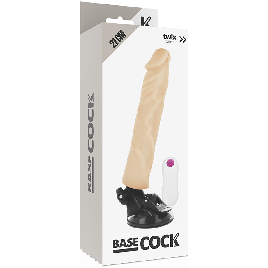BASECOCK - REALISTISCHER VIBRATOR MIT FERNBEDIENUNG SCHWARZ 21 CM -O- 4 CM
