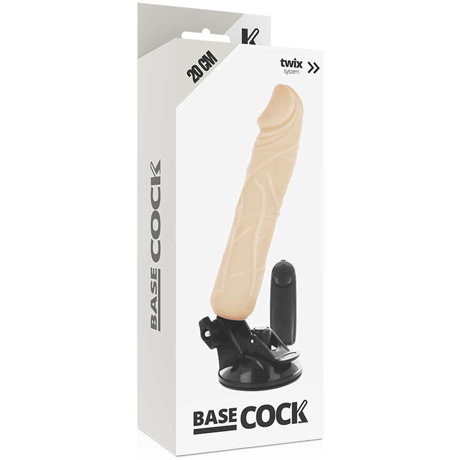BASECOCK - REALISTISCHER VIBRATOR MIT FERNBEDIENUNG SCHWARZ 20 CM -O- 4 CM