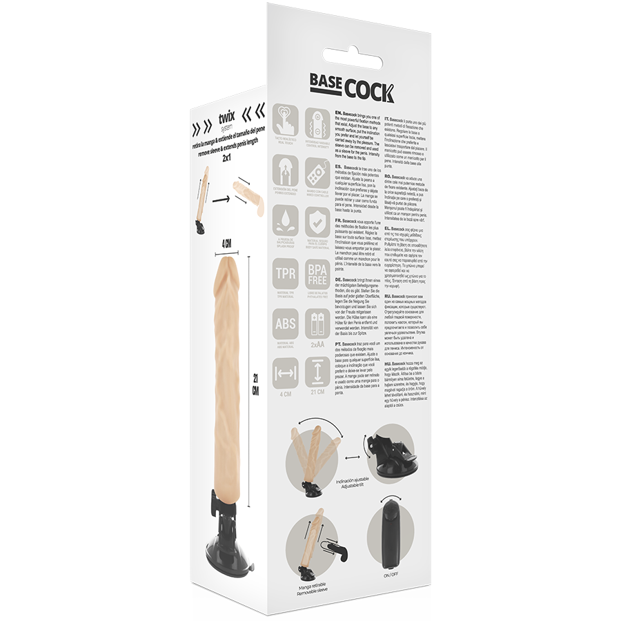BASECOCK - REALISTISCHER VIBRATOR MIT FERNBEDIENUNG SCHWARZ 21 CM -O- 4 CM